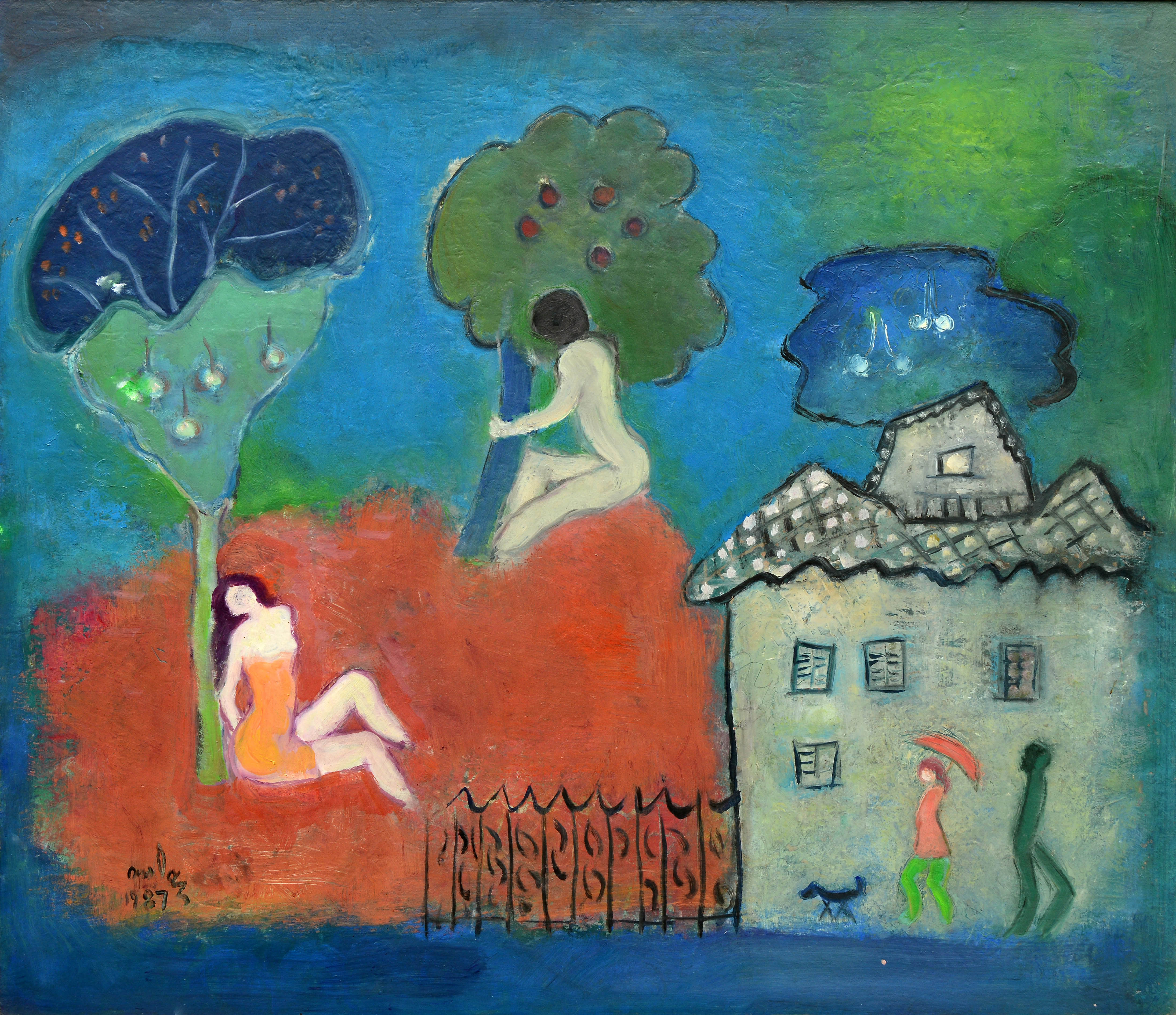 İsimsiz- Untitled, 1987, Duralit üzerine yağlıboya- Oil on duralite,  71X82  cm